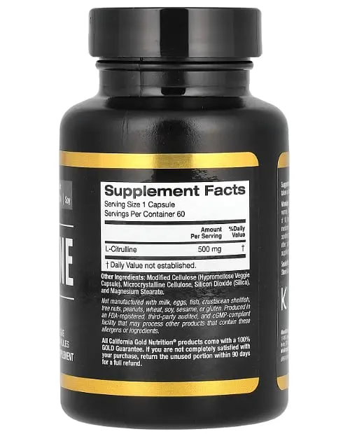 Цитрулін L-Citrulline 500 mg 60 капсул California Gold Nutrition vit0004709 - фото 2