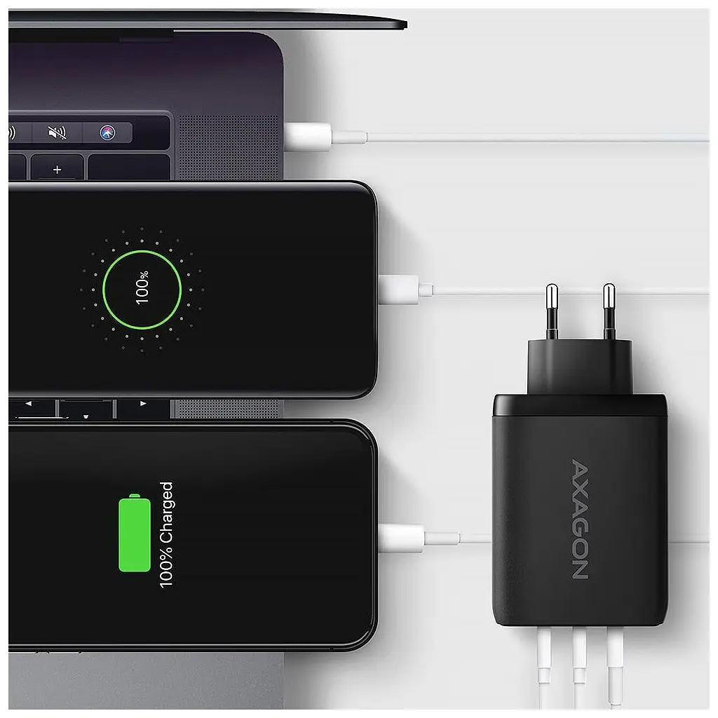 Зарядний пристрій AXAGON 1xUSB + 2xUSB-C 100W QC4+ PD3.0 PPS black (ACU-DPQ100) - фото 7
