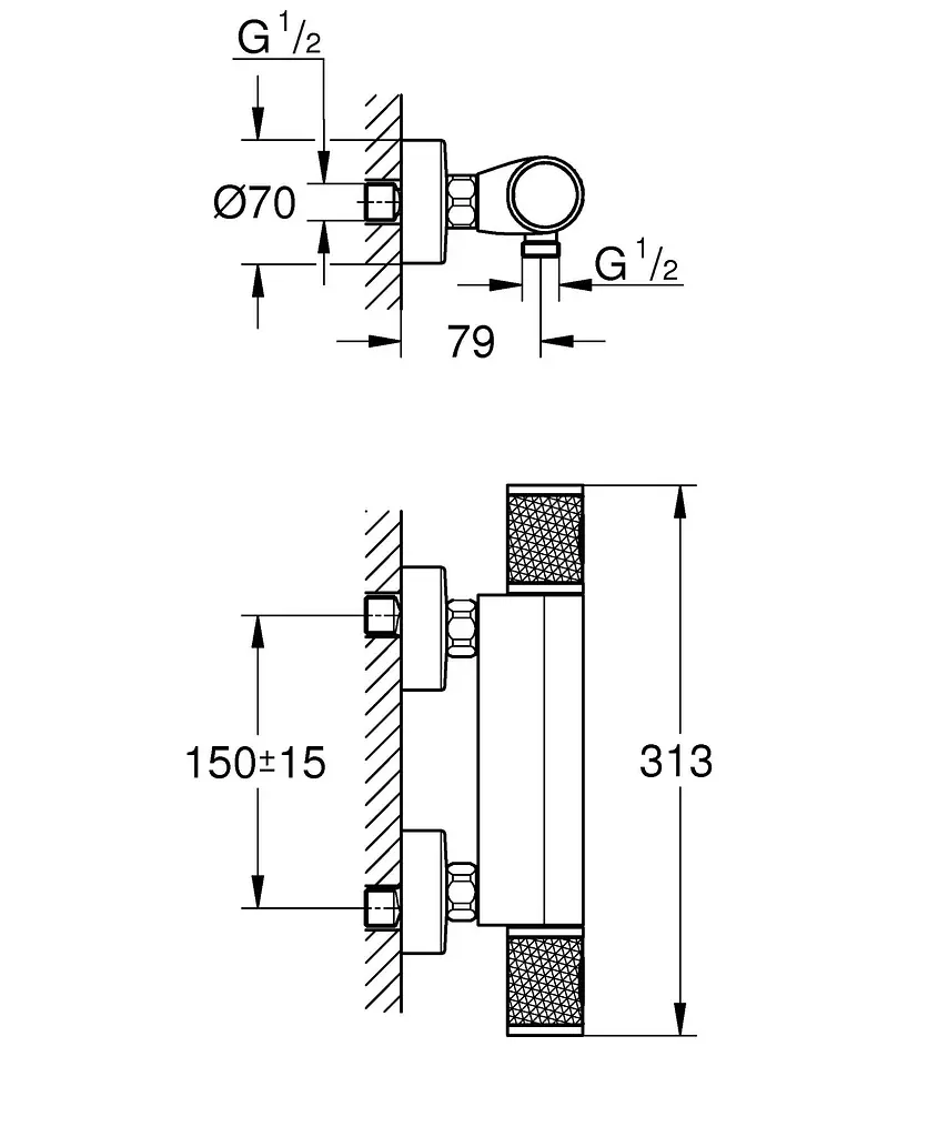 Термостат для душа Grohe Grohtherm 1000 Performance 34827KF0 Черный матовый - фото 5