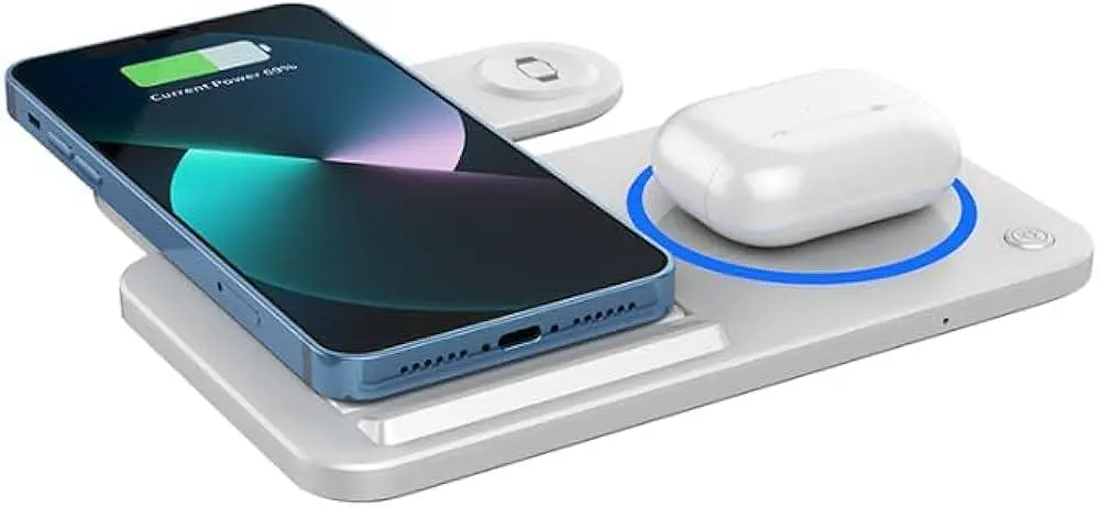 Беспроводное зарядное устройство представляет собой WiWU Foldable 3 in 1 Wireless Charger Wi-W020. - фото 4