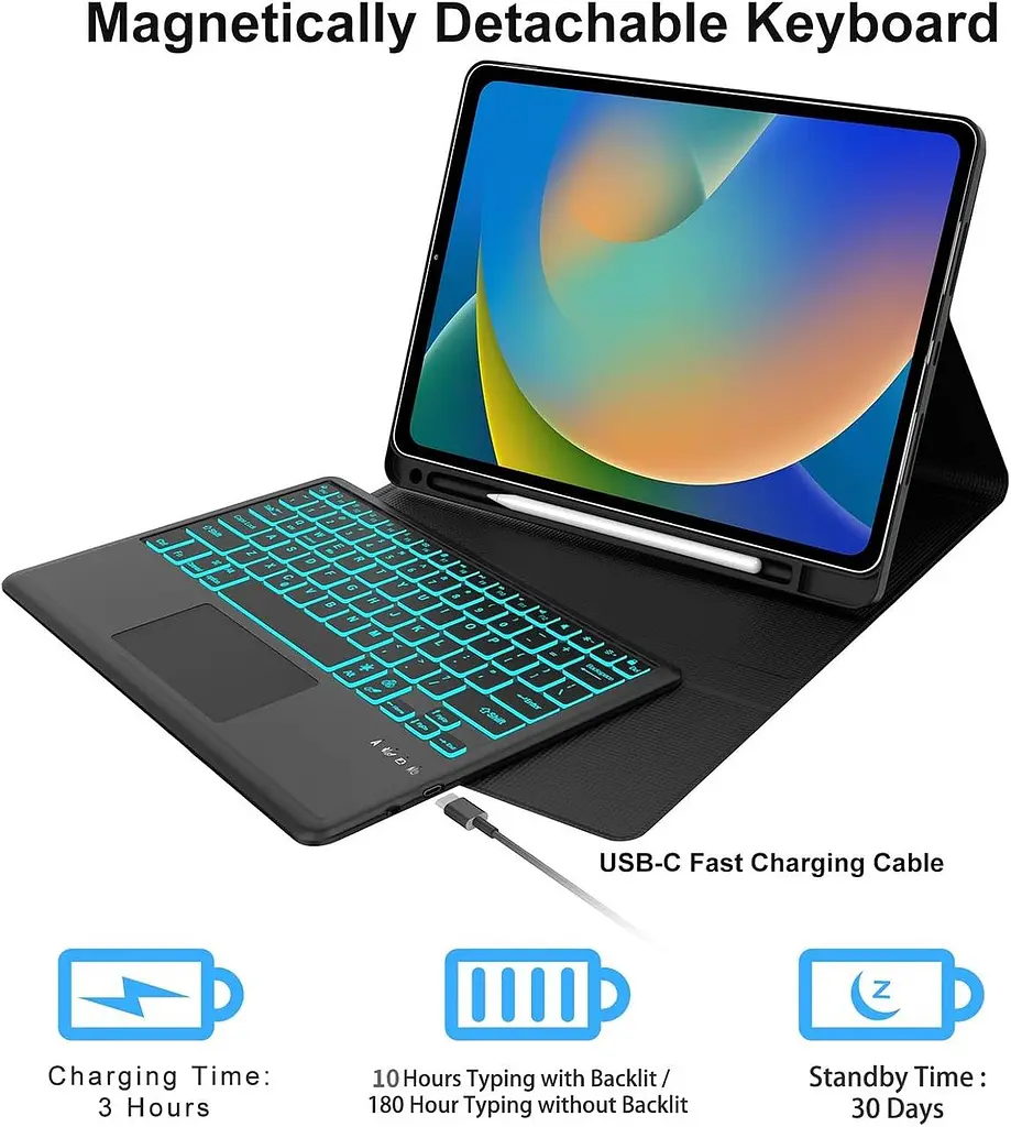 Чохол з клавіатурою IVEOPPE для iPad Air 13 дюймів 2024 (M2) - Чохол з клавіатурою Touchpad для iPad Pro 12,9 дюйма - фото 7