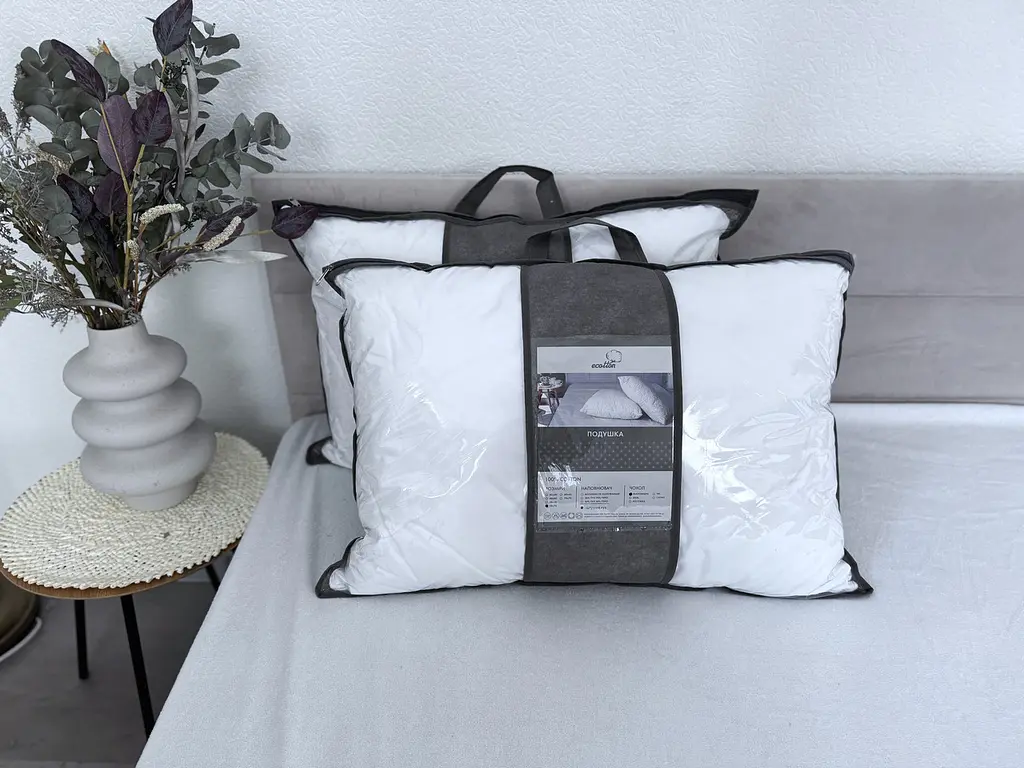 Подушка Ecotton 50х70 см Ecofill Line антиалергенна з біопухом біла White (24695) - фото 5