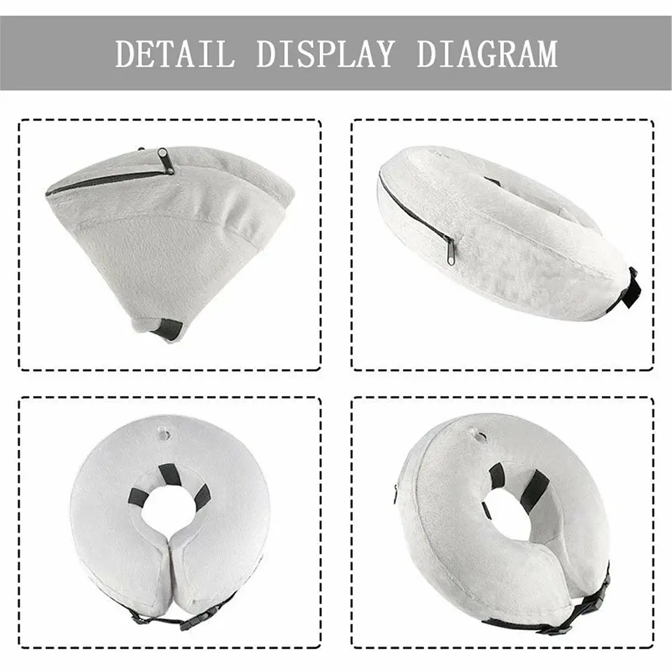 Захисний надувний нашийник для собак Derby Protective Inflatable Dog Cone Collar Grey (фастекс), XL - фото 4