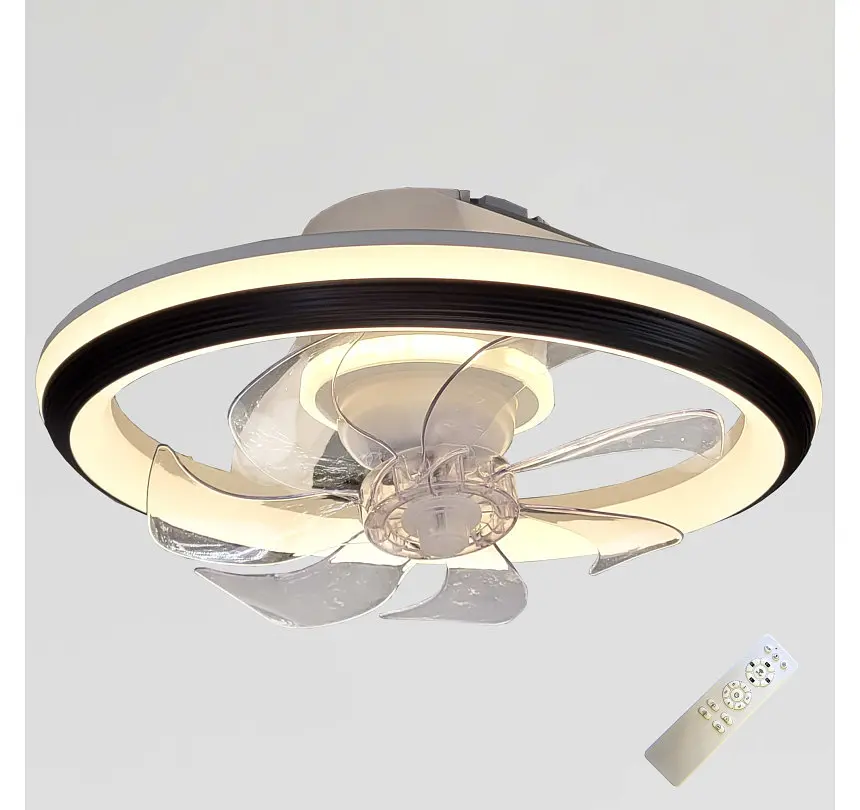 Стельова LED-люстра-вентилятор Artlight FS309BK, біла з чорною окантовкою, 76 Вт, від 10-18 м² - фото 4
