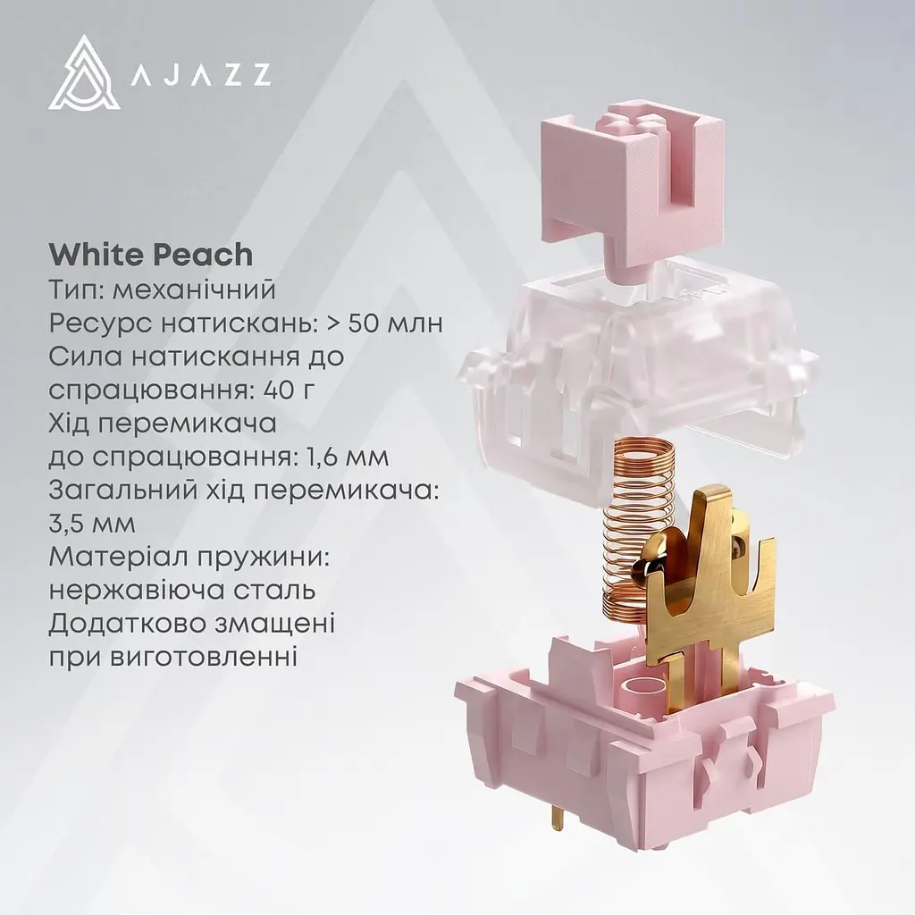 Клавіатура Ajazz AK820 V2 White Peach Switch (AK820-V2-WP-S-W) - фото 7