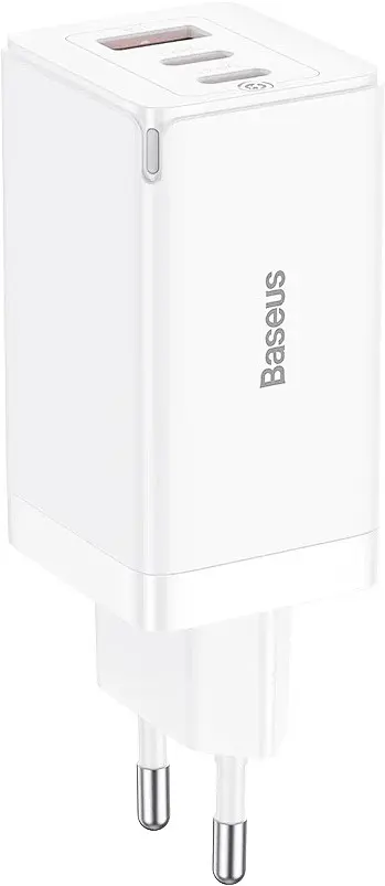 Мережевий зарядний пристрій Baseus GaN5 Pro 2C+U 65W EU with Type-C to Type-C 1m white (CCGP120202) - фото 2