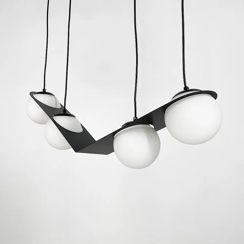 Подвесная люстра в сферических мотивах с 4 плафонами | Ст. 921/4 BK+WT | Line F - фото 6