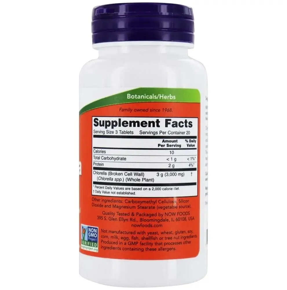 Натуральна добавка NOW Chlorella 1000 mg, 60 таблеток - фото 2