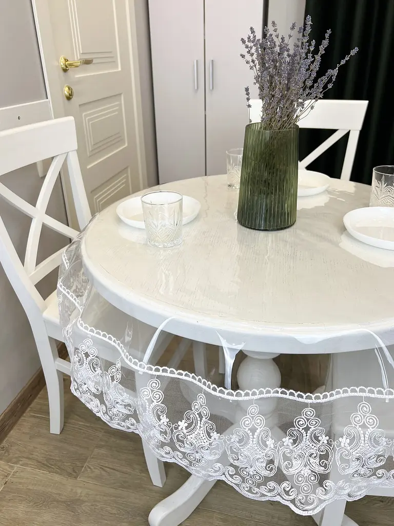 Силіконова скатертина з білим мереживом Петек 15 см 280х120 см - фото 7