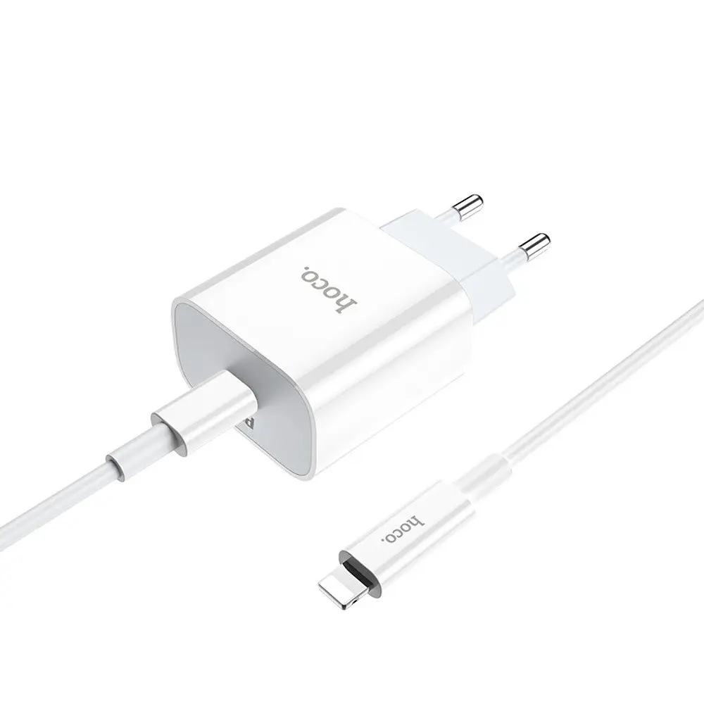 Зарядний пристрій Hoco C76A Plus Type-C PD 20W білий + кабель Type-C to Lightning - фото 3
