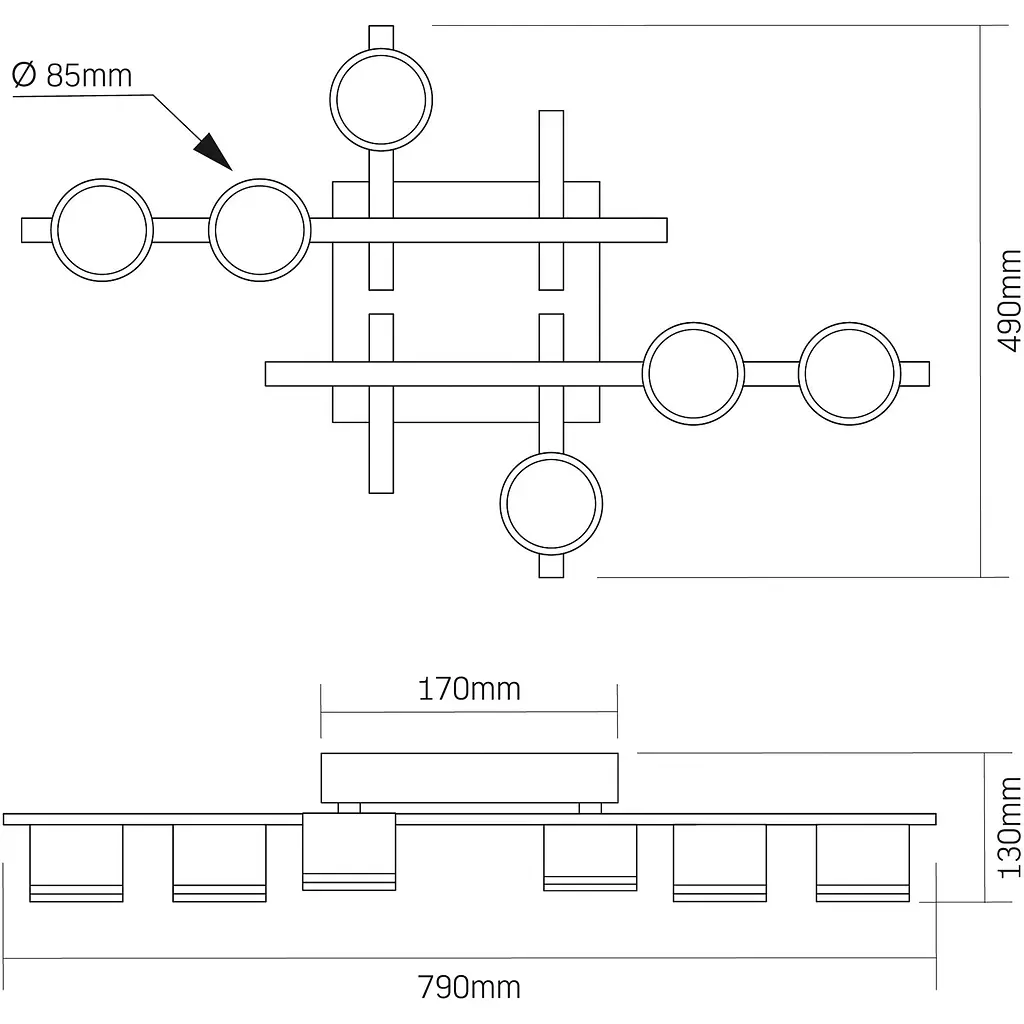 Светильник Videx под лампу 6xGX53 накладной черный (VL-SPF31-6B) - фото 3