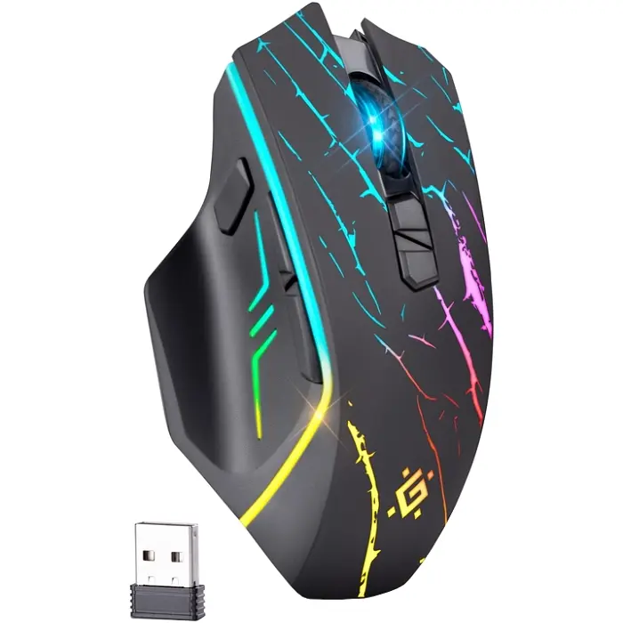 Мишка Defender Uran GM-503, бездротова, ігрова, 3200 dpi., 8кн., 400mAh, LED, чорна - фото 3