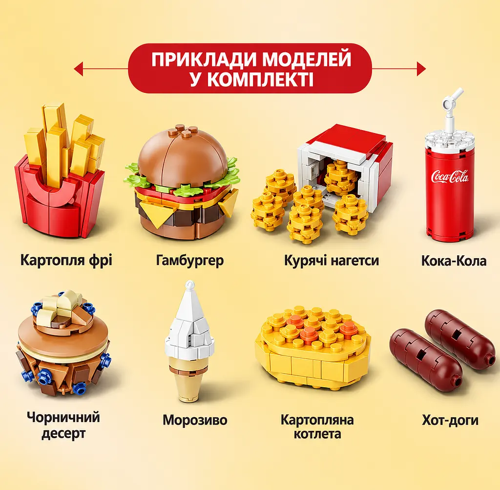 Конструктор їжа DK 5025 Western Fast Food Creator Expert Фаст-фуд, 18 моделей, 827 деталей - фото 2
