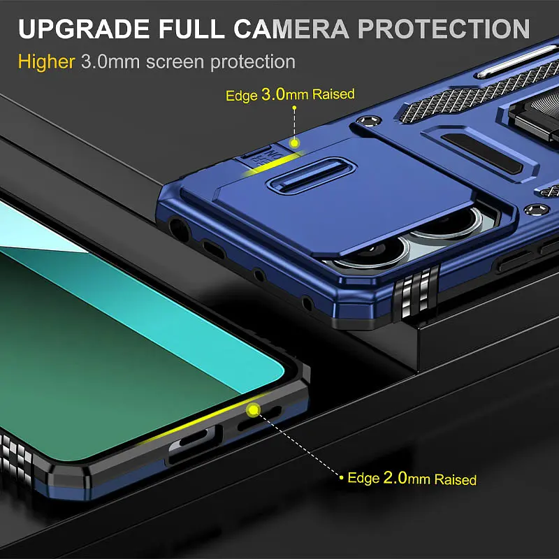 Ударопрочный чехол Camshield Army Ring для Xiaomi Redmi Note 13 Pro 4G / 14s / Poco M6 Pro 4G Синий / Navy - фото 2