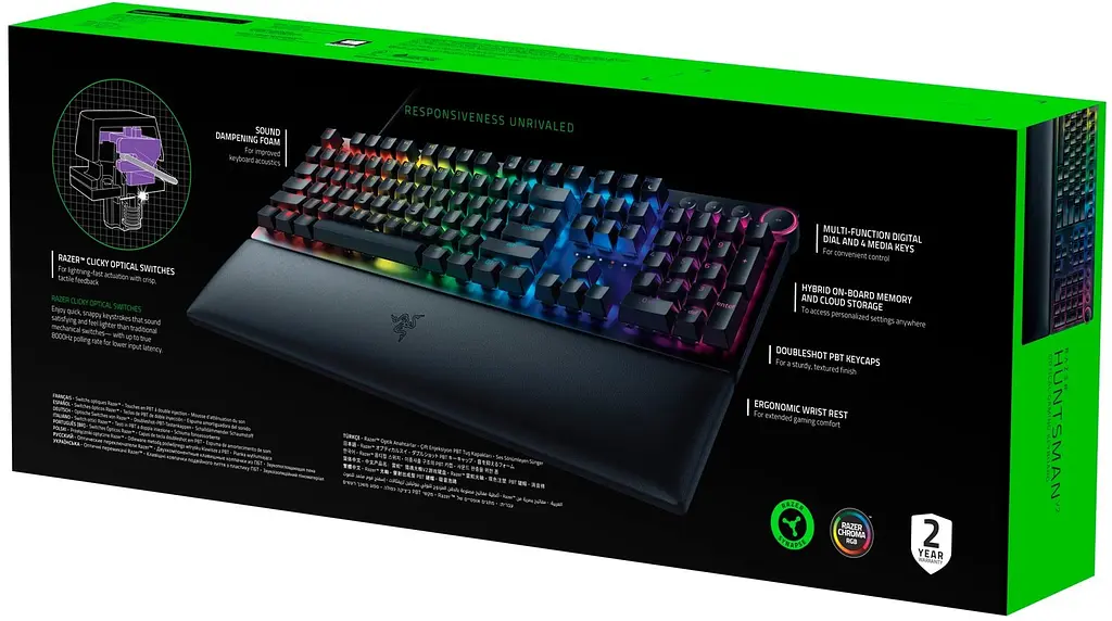 Клавіатура Razer Huntsman V2 Purple Optical Switch USB [RZ03-03931300-R3R1] RU [68047] - фото 7