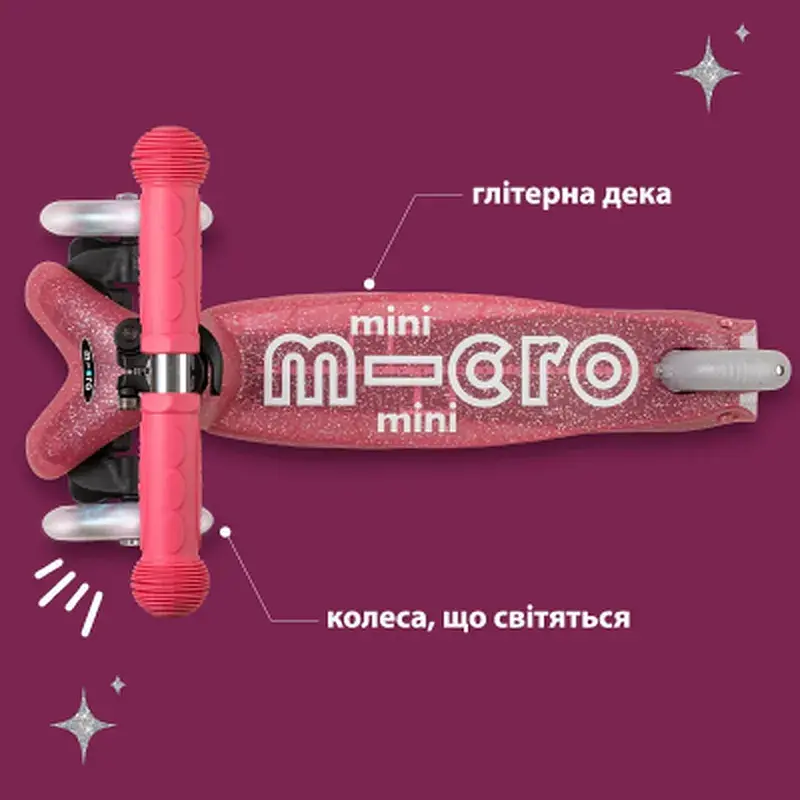 Самокат Micro Mini Deluxe Fairy Glitter LED Рожевий (MMD208) - фото 5