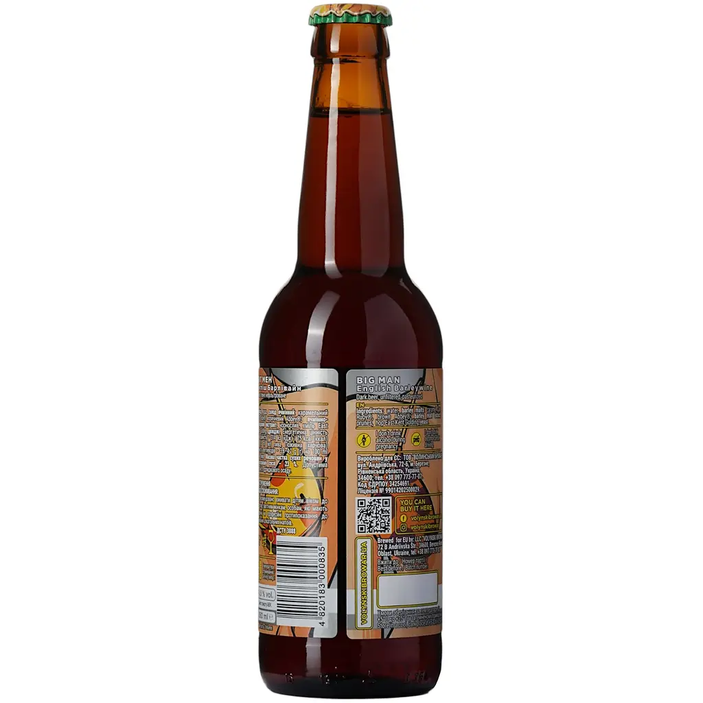 Пиво Volynski Browar Big Man English Barleywine темне нефільтроване 8.5% 0.35 л - фото 4