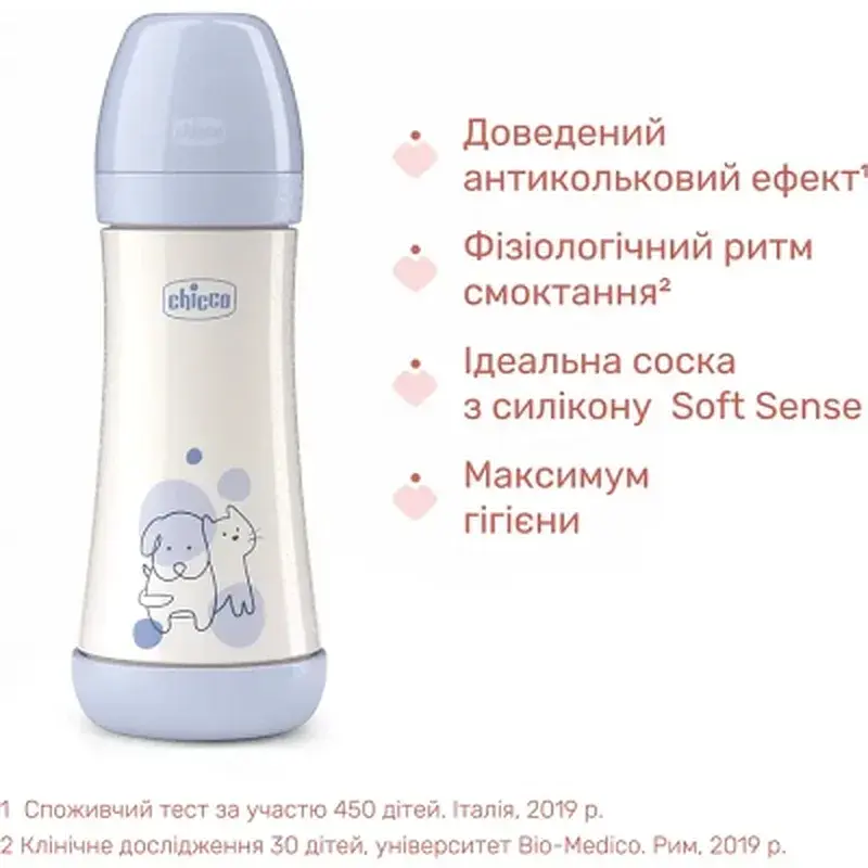 Пляшечка для годування Chicco Perfect 5 із силіконовою соскою 4+ місяців 300 мл Блакитна (20235.22.40) - фото 3