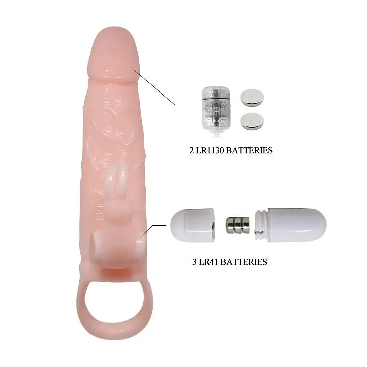 Насадка на пенис Baile Brave Men Vibro Penis Sleeve 17 см телесный - фото 6