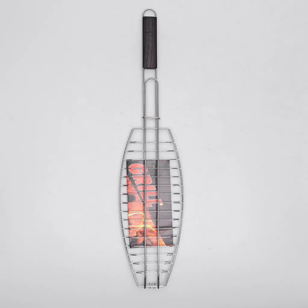 Решетка-гриль для рыбы Yiwu из нержавеющей стали 37х15 см для костра мангала кемпинга решетка для барбекю гриля шашлыка BQ-11 - фото 2