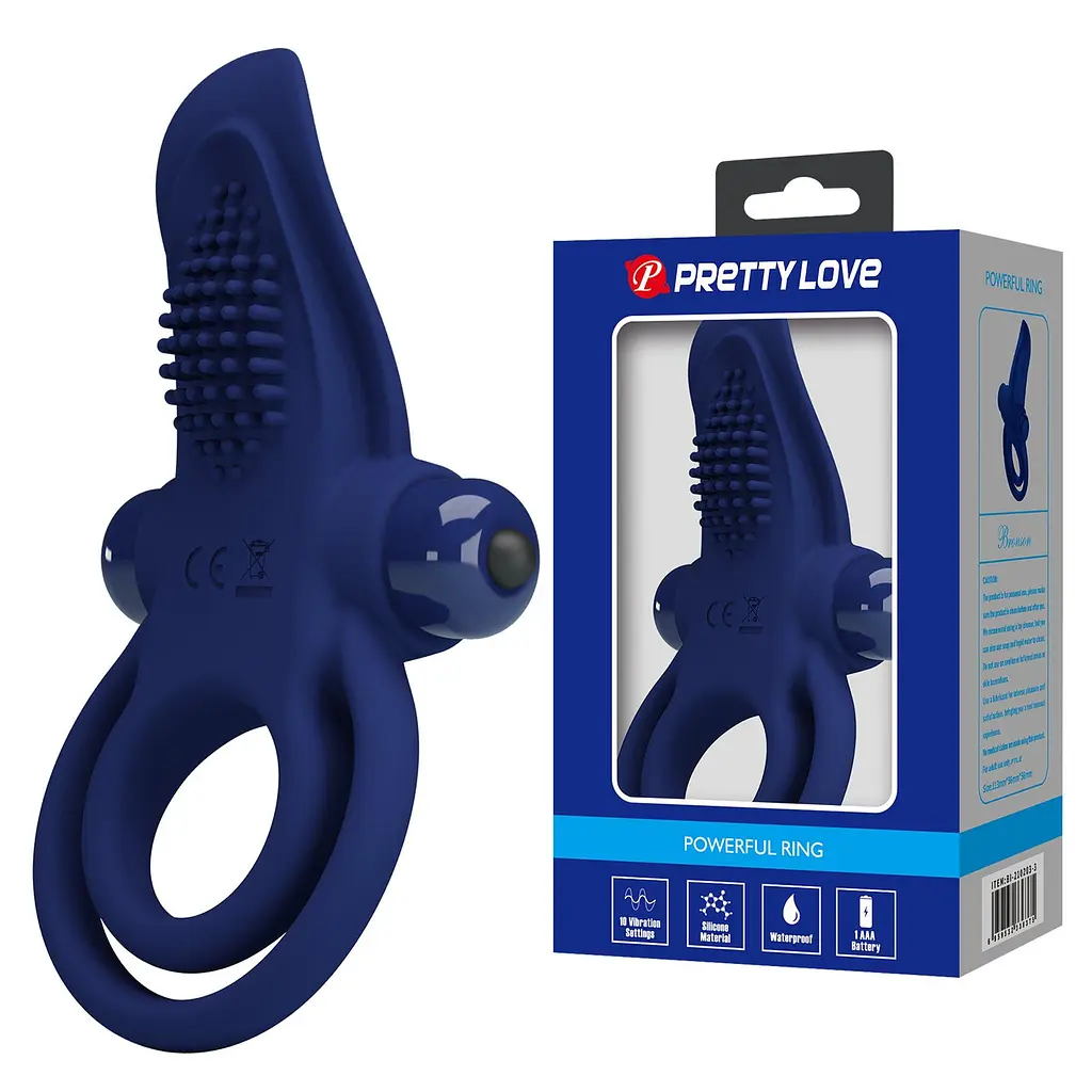 Віброкільце Pretty Love Vibrant Penis Ring 11.3 см синій - фото 8