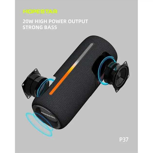 Бездротова портативна акустика - Bluetooth колонка Hopestar P37 чорна - фото 3