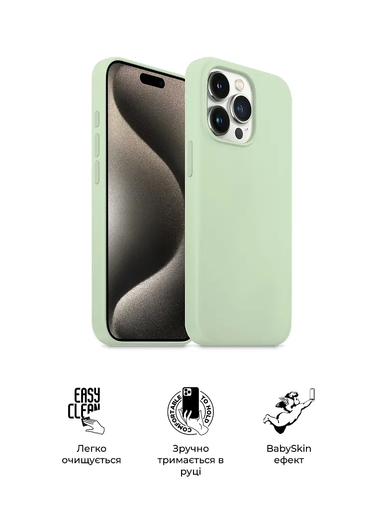 Силиконовый чехол для Apple iPhone 15 Pro, ICON2 Case, зеленый, противоударный, панель, защита всего корпуса, матовая поверхность Soft Touch, выступает над дисплеем, совместим с защитными стеклами и пленками, с микрофиброй, ArmorStandart (ARM76996) - фото 3