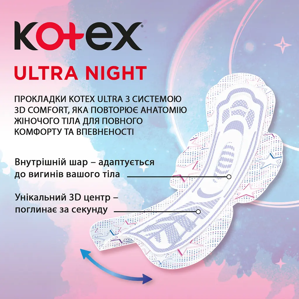 Гігієнічні прокладки Kotex Ultra Night  44 шт. (2 уп. х 22 шт.) - фото 6