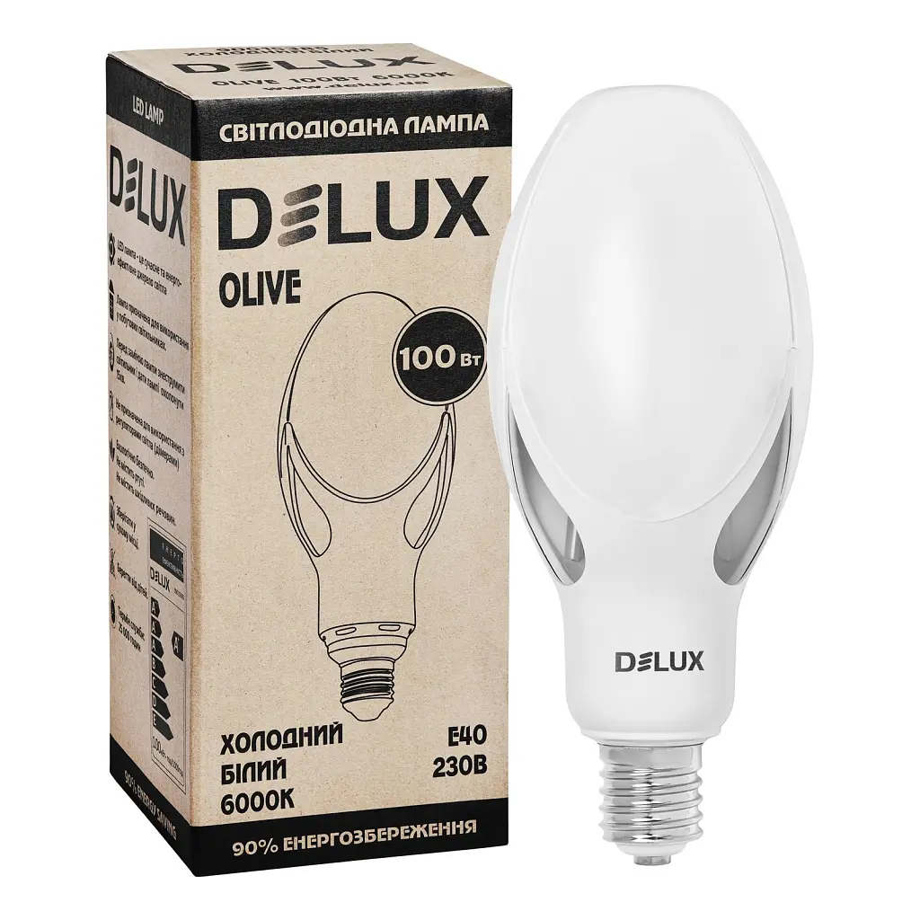 Лампочка Delux OLIVE 100w E40 6000К (90022178) - фото 2