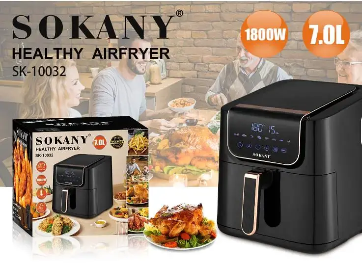 Аерофритюрниця 7л, 1800Вт, Sokany SK-10032 / Сенсорна мультипіч / Домашній аерогриль - фото 2