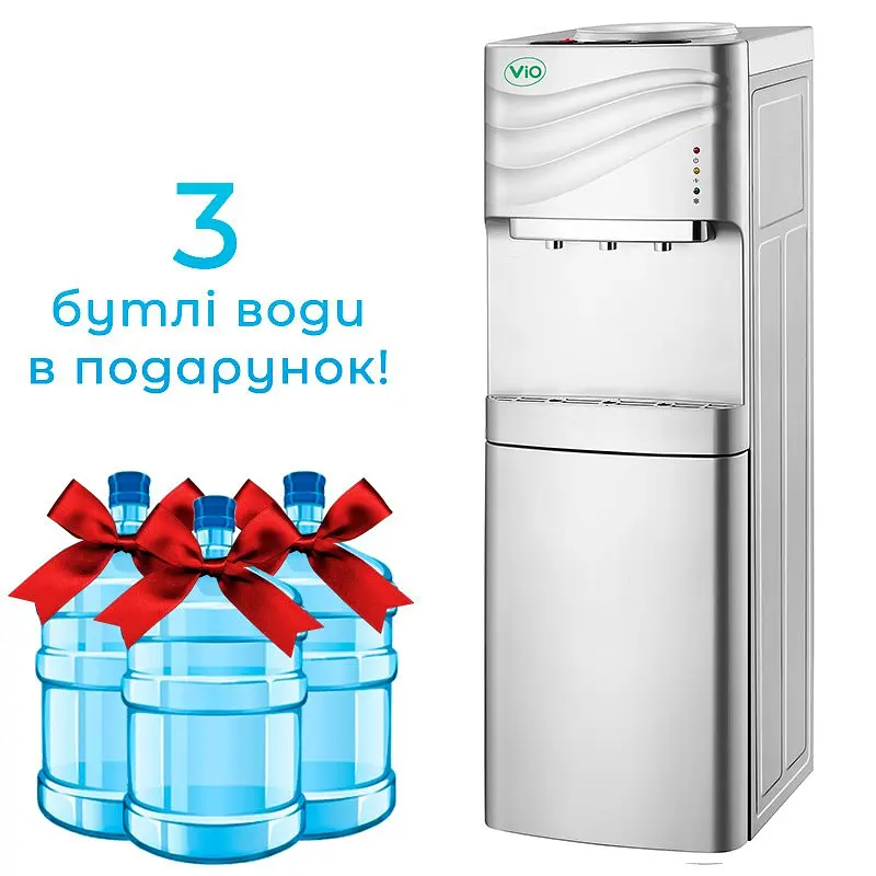 Кулер для води ViO Х903-FЕC Silver з електронним охолодженням та шафкою - фото 3
