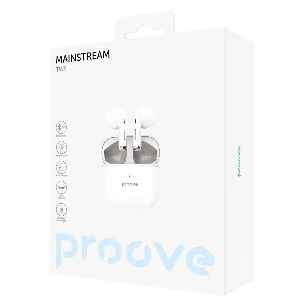 Беспроводные наушники Earphones Proove Mainstream, IPX4, ENC, BT5.3, 40mAh, 400mAh, 4h, TWS white UA UCRF - фото 6