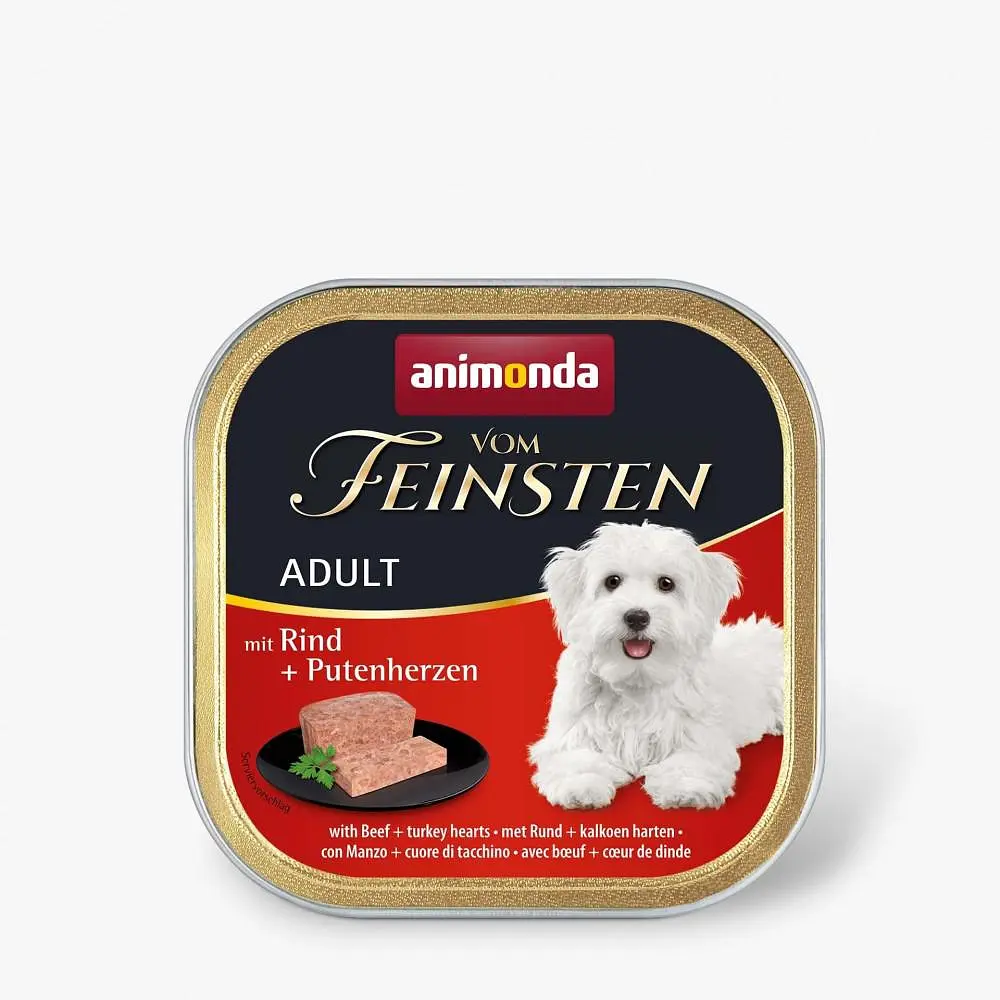 Вологий корм для собак Animonda Vom Feinsten Adult with Beef + Turkey hearts з яловичиною та індичими серцями 150 г (арт.AM-82612)