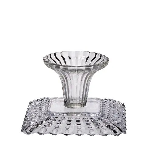 Тортовница стеклянная квадратная на ножке 16×16 см подставка для торта прозрачная, десертов, сервировка стола Yiwu 64486-17 - фото 3