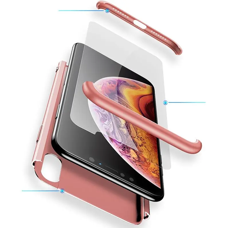 Чохол-накладка GKK 3 in 1 Hard PC Case Apple iPhone XS Rose Gold - фото 2