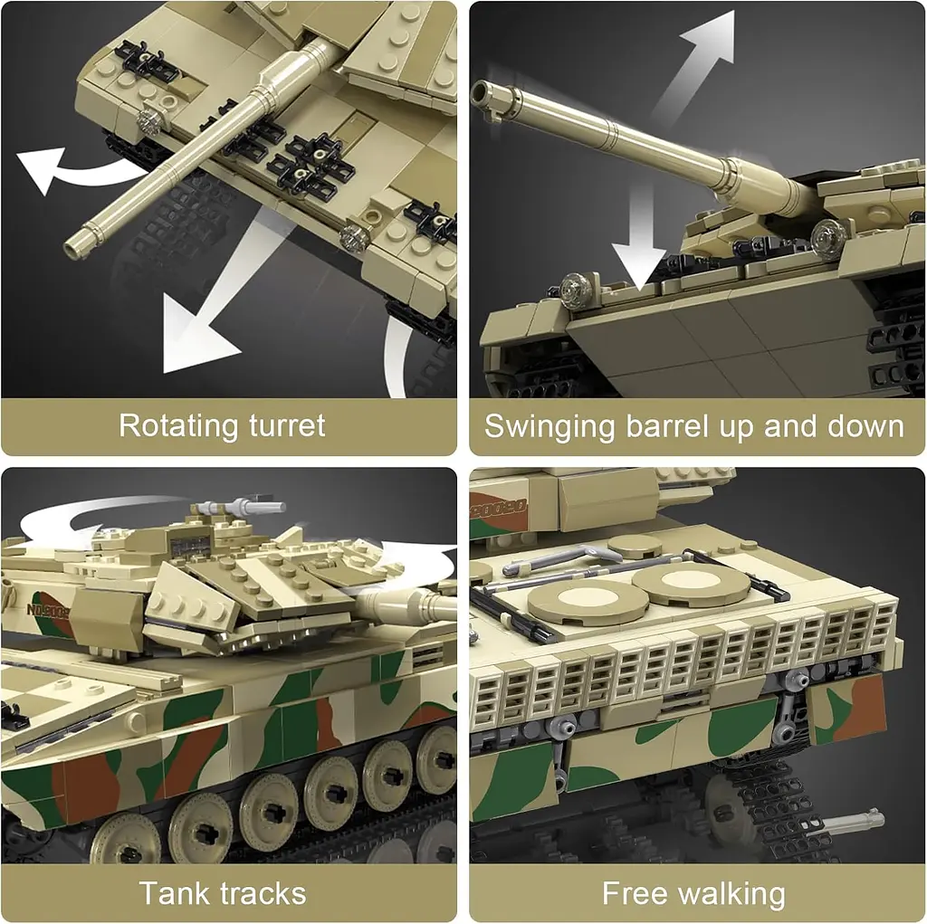Конструктор танк   на радіокеруванні Mould King танк ЛЕОПАРД  LEOPARD  2 Tank  для дорослих та дітей військова техніка  1091 деталь - фото 6