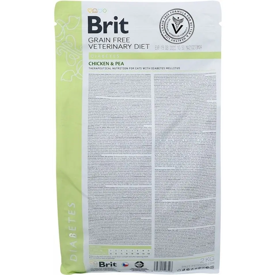Сухой корм Brit GF Veterinary Diets Cat Diabets для кошек с курицей и горохом 2 кг - фото 3