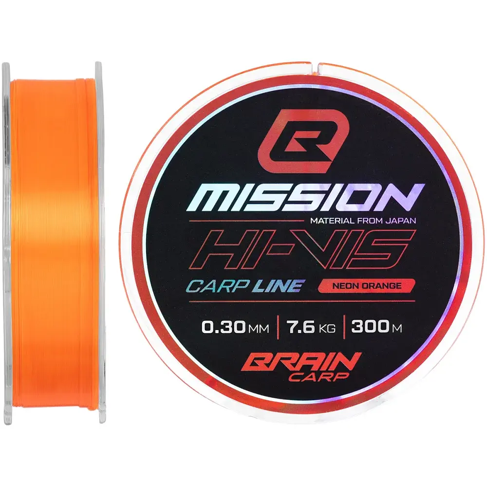 Волосінь Brain Mission Carp Line (Neon Orange) 300m 0.30mm 7.6kg