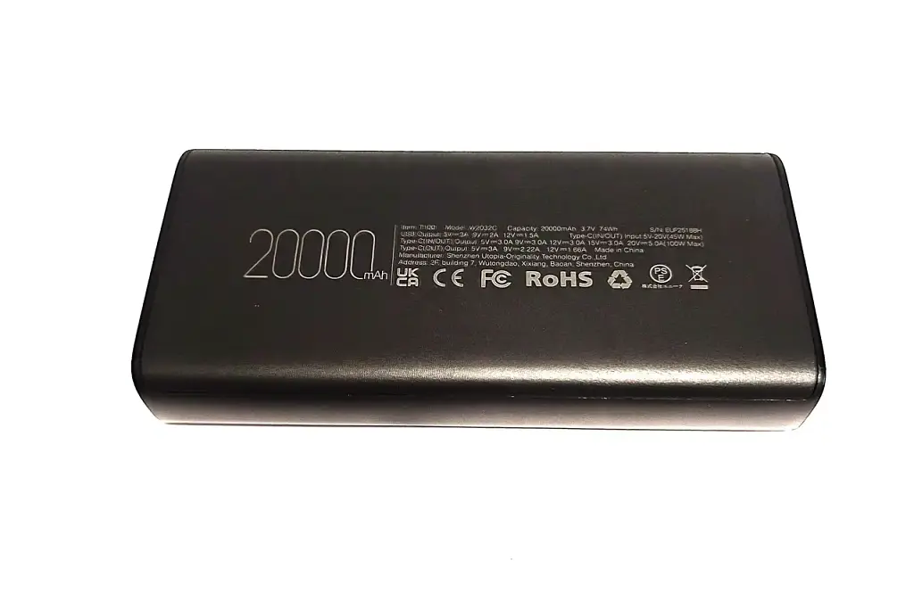 Павербанк Veger 20000mAh 74Wh Li-Pol, USB-A+USB-C PD 100W, вхід Type-C 45W, швидка зарядка, індикатор, power bank - фото 5