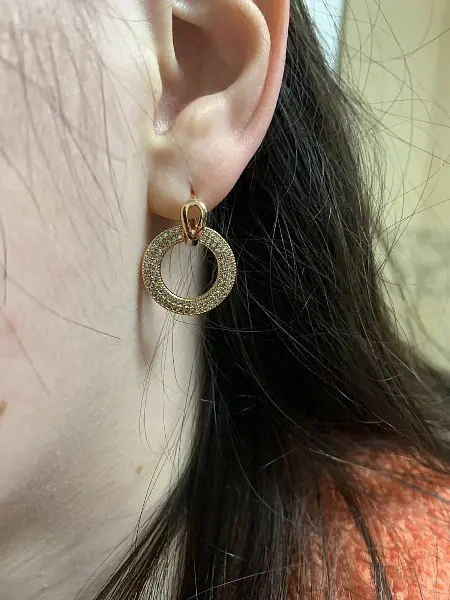 Сережки Xuping Jewelry кільце в кільці 2,5 см золотисті - фото 2