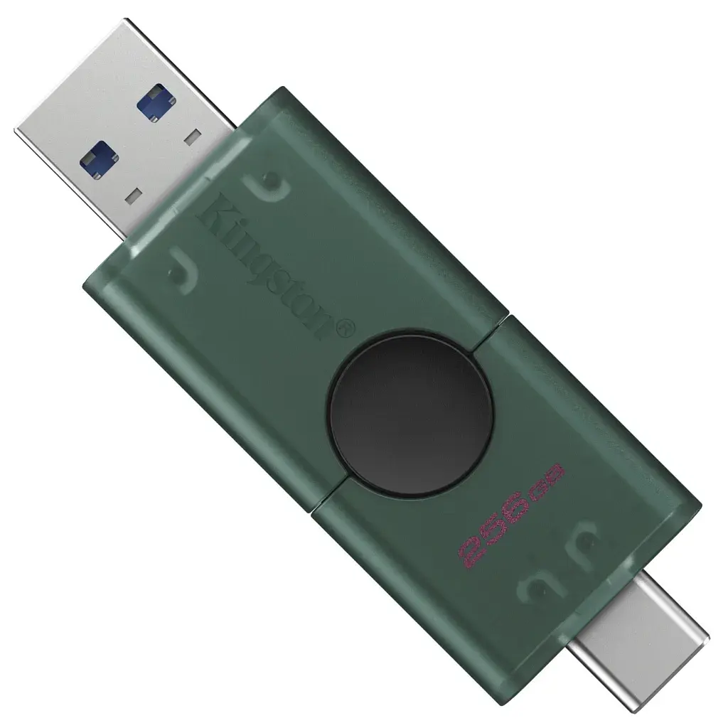 USB флеш накопичувач Kingston 256GB DataTraveler Duo USB 3.2 / Type-C Black/Green (DTDEG2/256GB) - фото 2
