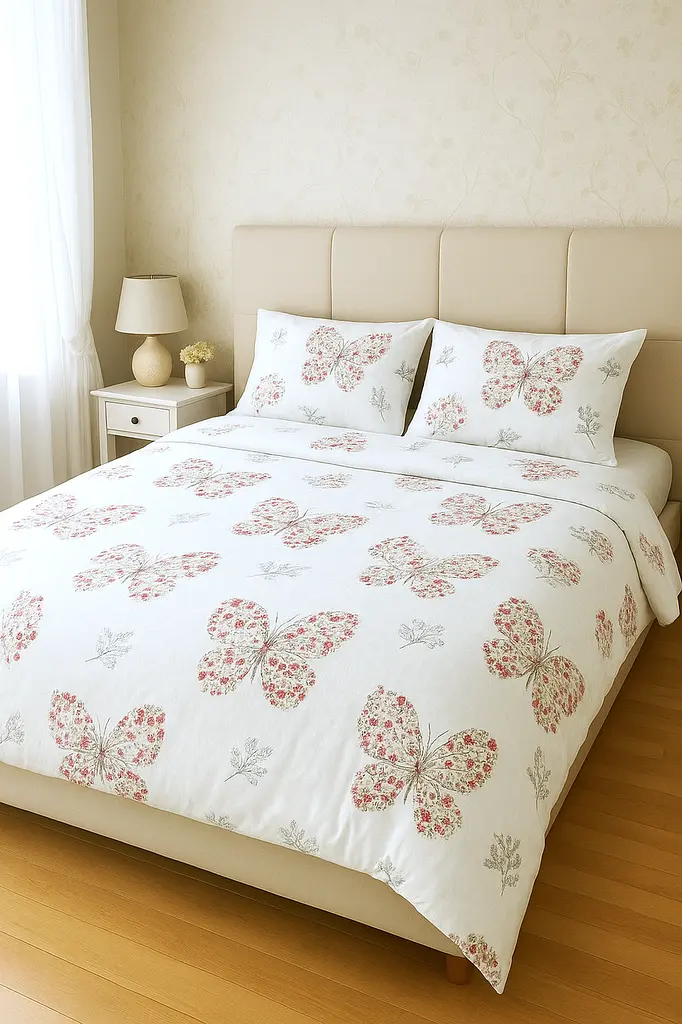 Комплект постільної білизни Ecotton двоспальний 180х215 см із фланелі теплий Butterfly білий (23798) - фото 2