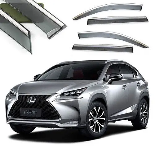 Дефлектори вікон вітровики Benke для Lexus NX 2014-2020 Хром Молдинг 3D Із Нержавіючої Сталі (BLXNX1423-W/S)