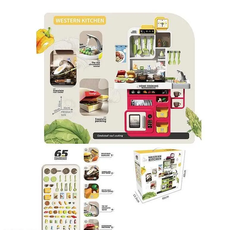 Кухня, 65 элементов, звук, вода, пар, посуда, микроволновая печь, 918B - фото 2