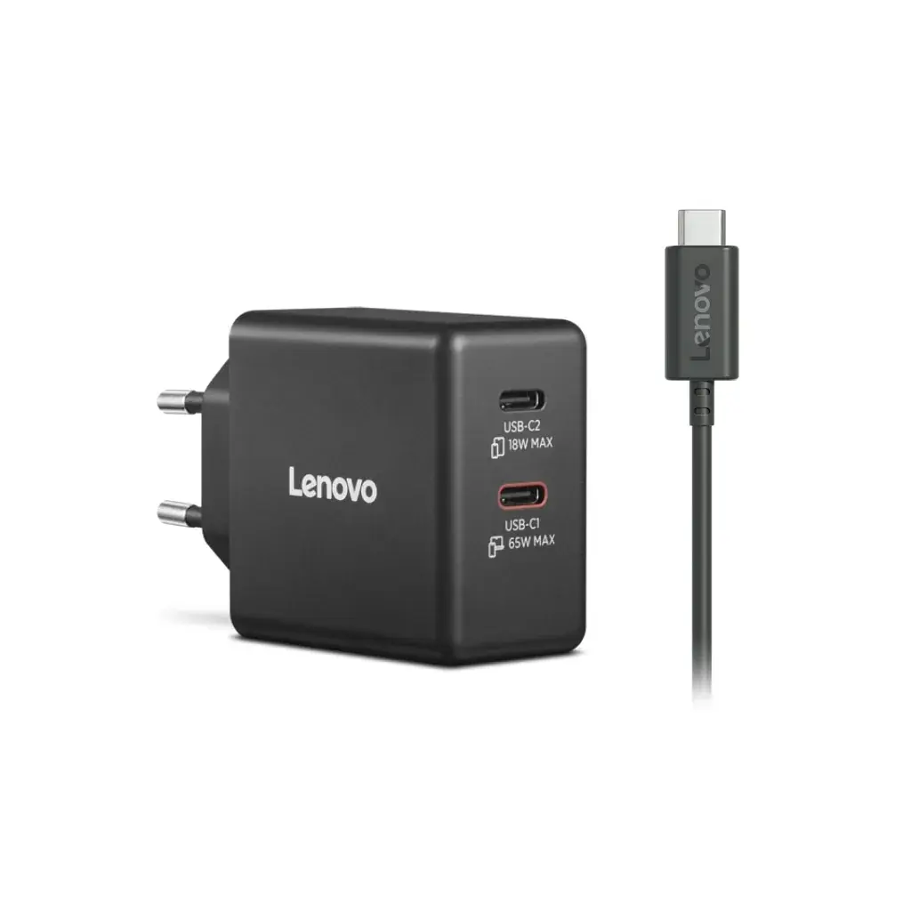 Блок живлення до ноутбуку Lenovo Dual USB-C 65W GaN Charger (40AW065BEU) - фото 2