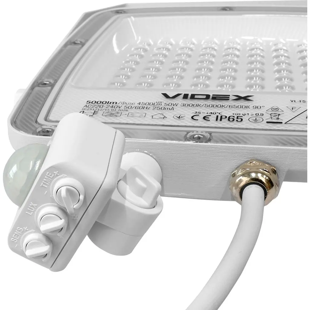 Світлодіодний прожектор Videx F5 50W з датчиком руху і освітленості White (VL-F5-050CW-S) [168704] - фото 8