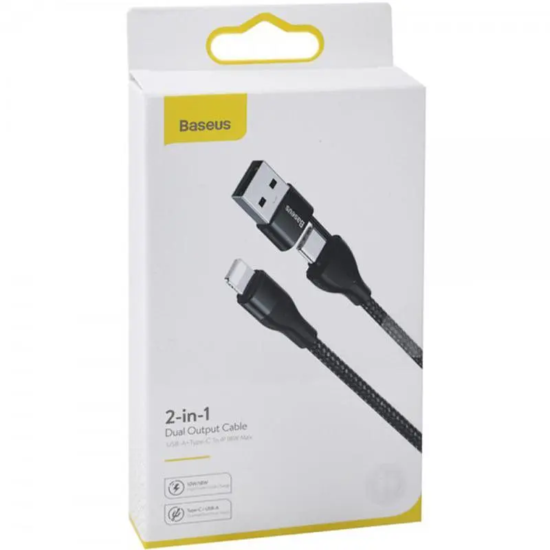 Кабель Baseus Dual Output Cable Type-C/USB to Lightning 18W 1m CATLYW-G01 Black - фото 3