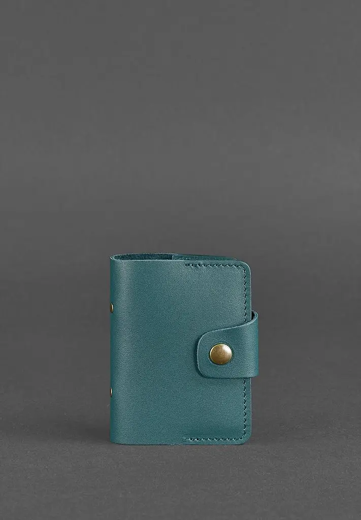 Жіночий шкіряний кард-кейс 7.1 (Книжечка) зелений - фото 2