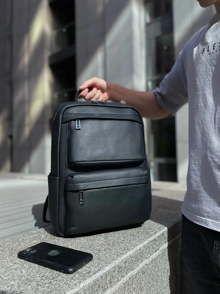 Чоловічий шкіряний рюкзак для ноутбука і подорожей Tiding Bag SB-133863 чорний - фото 10