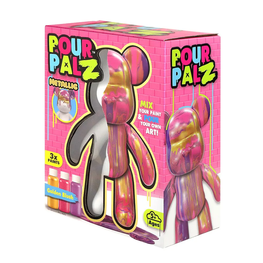 Pour Palz Набір для творчості Флюїд Арт - Ведмедик "Золото світанку" S3 Metallic ToyMonster Art.GS-G25020 - фото 5